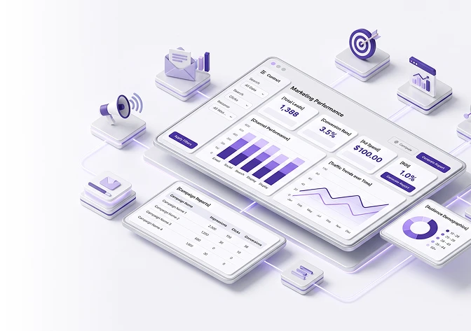 Marketing dashboards and reporting illustration